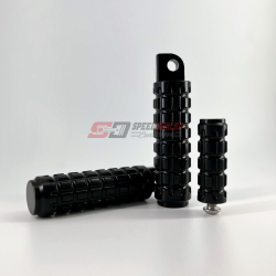 PartzBiz HD SD-FFP-TP-SI-MK2-COMBO-BK - ชุดพักเท้าและที่พักเท้าเดี่ยวแบบอะโนไดซ์สีดำของ Speed ​​Dealer Customs MK2