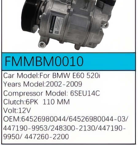 PartzBiz CE FMMBM0010 - สำหรับคอมเพรสเซอร์ BMW - FMMBM0010