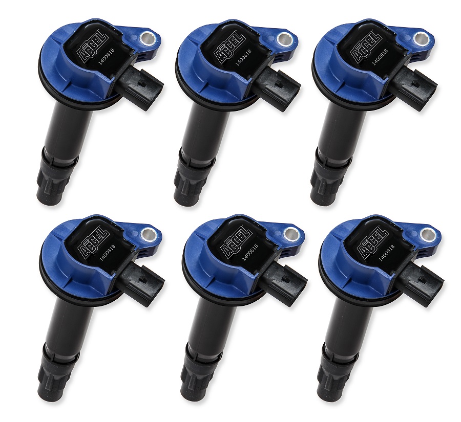 PartzBiz CM 140061B-6 - ACCEL Ignition Coil - Super Coil series - 2007-2016 Ford 3.5L/3.7L V6, Blue, 6-pack