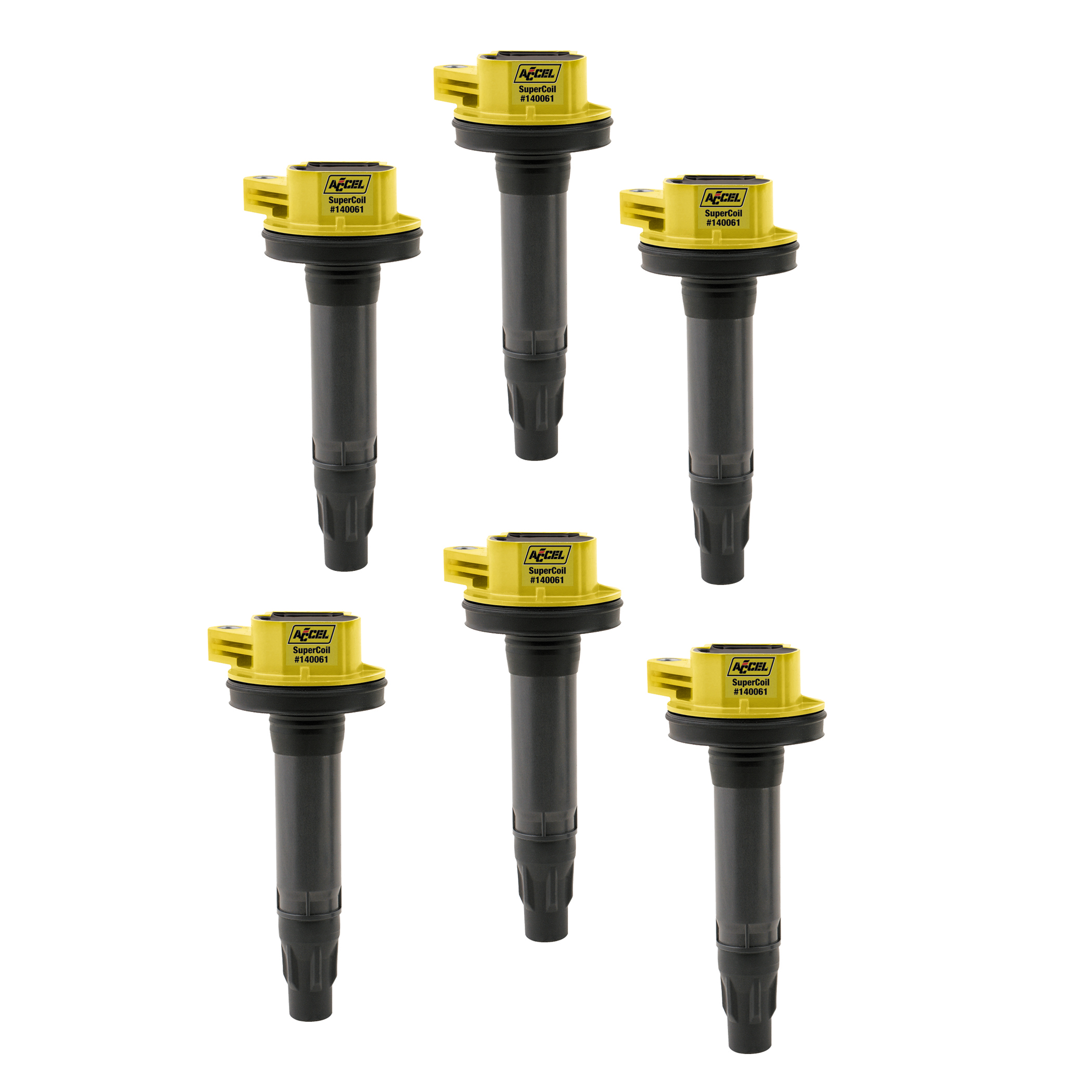 PartzBiz CM 140061-6 - ACCEL Ignition Coil - Super Coil Series - 2007-2016 Ford 3.5L/3.7L V6, Yellow, 6-pack