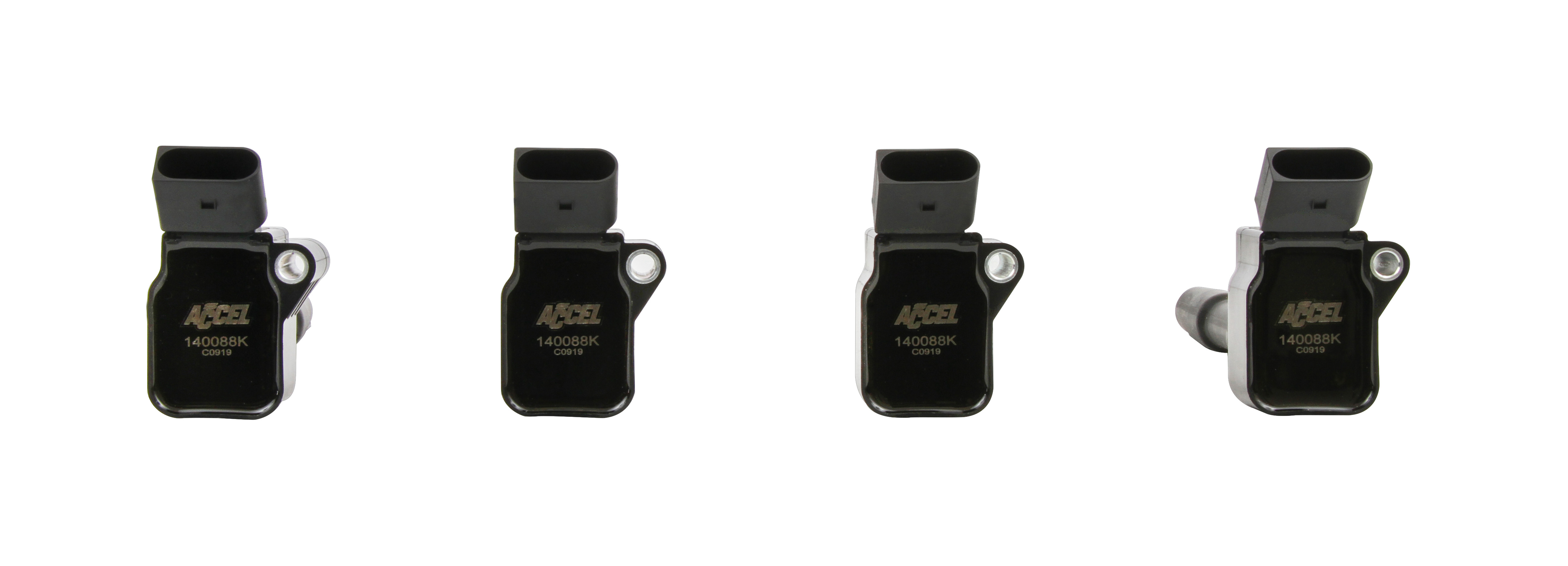 PartzBiz CM 140088K-4 - คอยล์จุดระเบิด Accel - เครื่องยนต์ 2014-2019 VW/Audi 1.8/2.0L 4 แพ็ค สีดำ