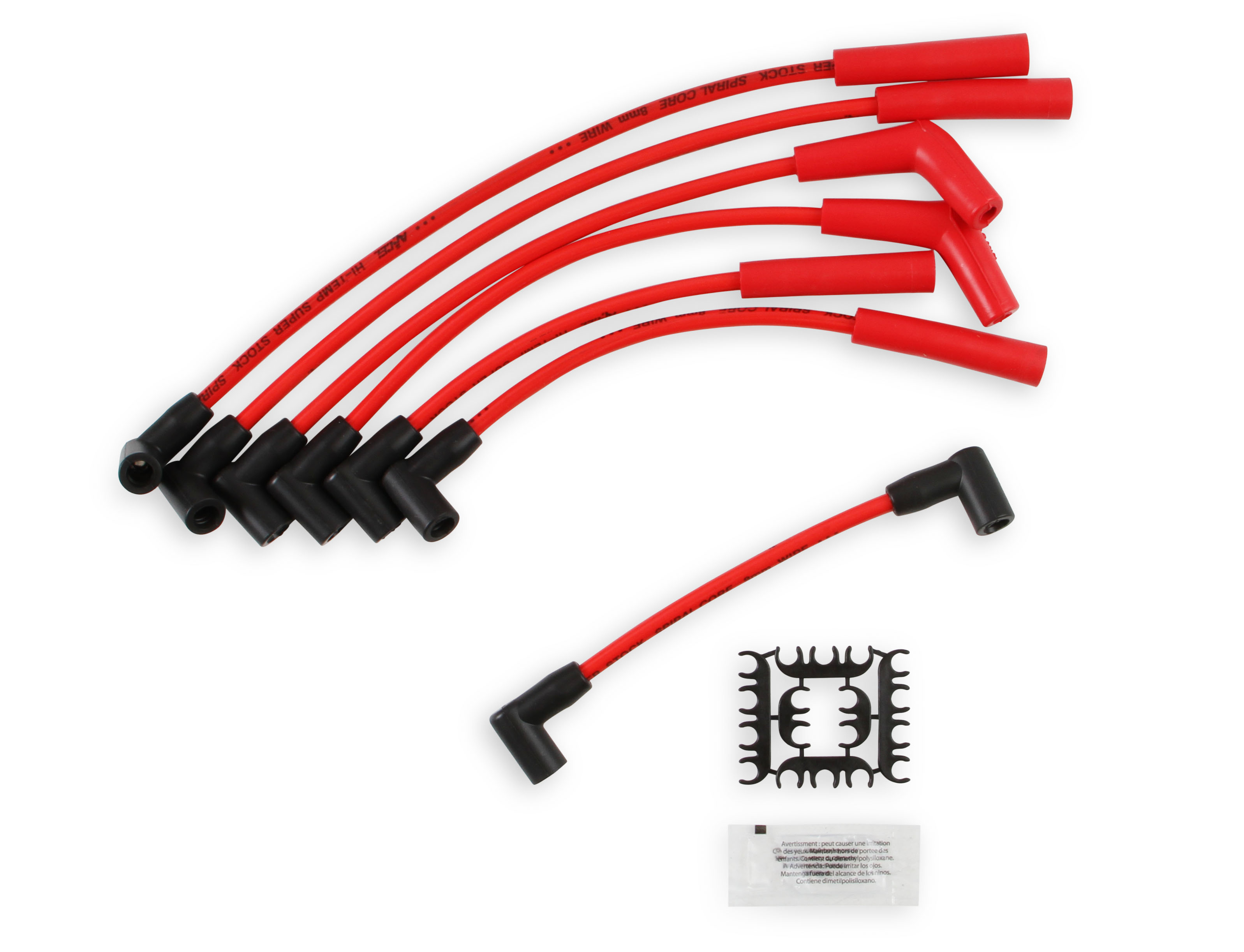 PartzBiz CM 5129R - Spark Plug Wire Set - Super Stock Spiral Core 8mm - Jeep L6 - Red