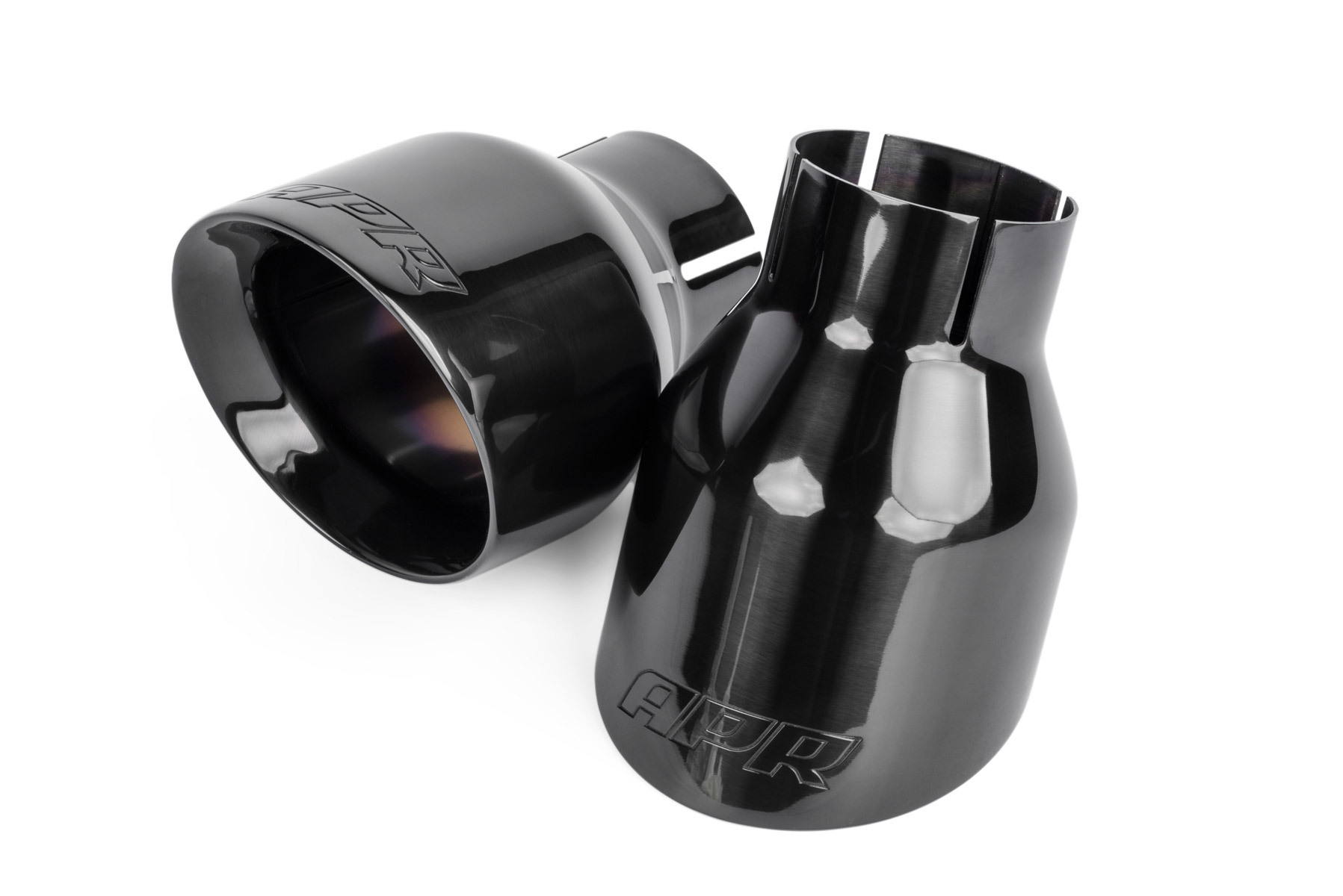 PartzBiz CM TPK0003 - APR Double-Walled 4" Slash-Cut Tips (Polished Diamond Black) - Set of 2
