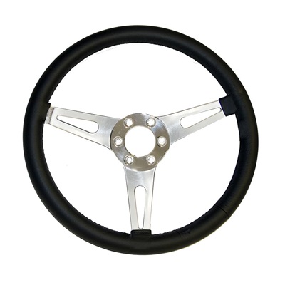 PartzBiz CM S1MS-3600-BK-6 - Scott Drake Corso Feroce 15" Black Leather Steering Wheel 6 Hole