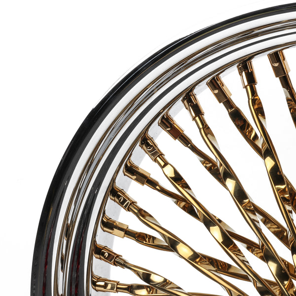 21x3.25" Chrome Twist Gold Spoke Tubeless Front Wheel For '14-later Harley Touring Dual Disc with Abs Bearing Models - 21x3.25" Chrome Twist Gold Spoke – Hopro USA 19054782 – รูปที่ 2