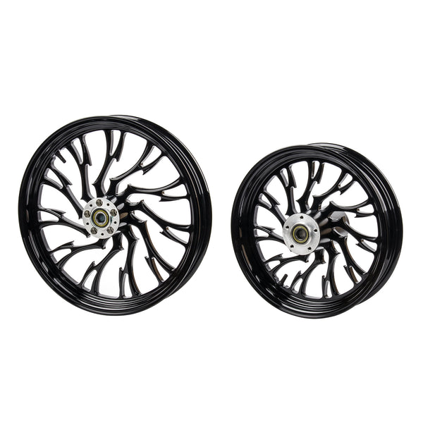 PartzBiz HD WHL-FB18-BLK - 3D Forged Hollow-out Bole Wheels for Harley Softail 2018+ Models - 18x4.25inch Front Wheel For 2018+ Fatboy