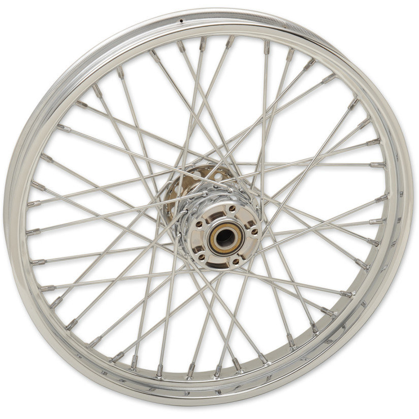 PartzBiz HD 3447349 - 40 Spoke Chrome 21 2.15‚” ล้อหน้าแบบมีเชือก 2008-17 Harley Softail SD ABS