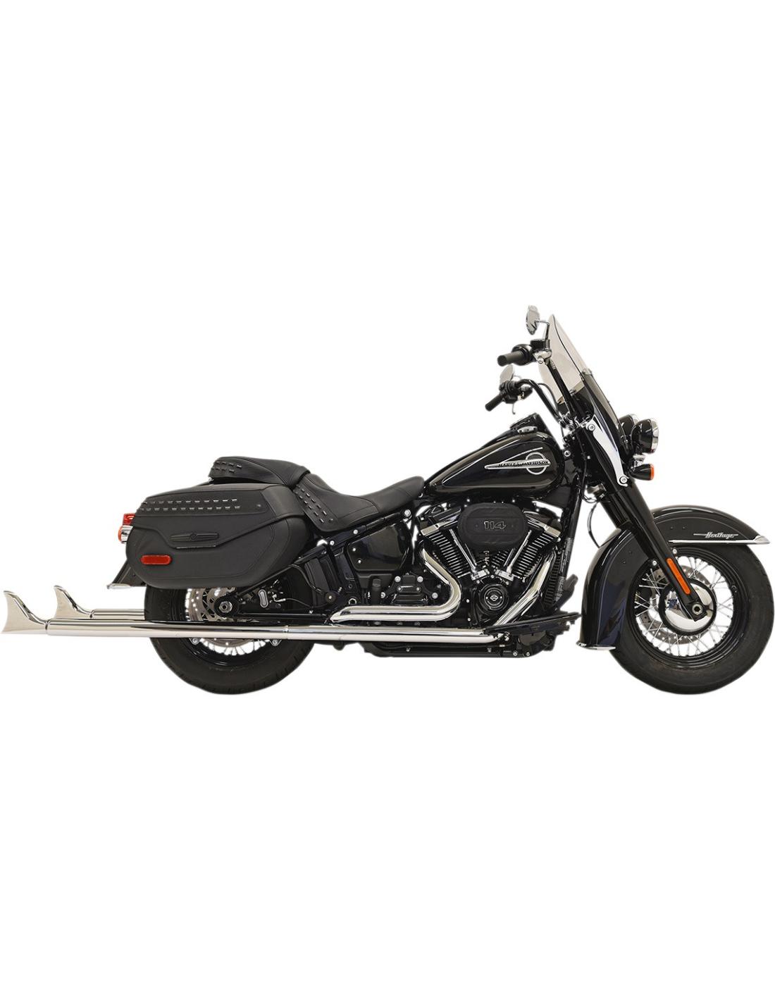 PartzBiz HD 3465790 - Bassani Chrome True Dual Exhaust 39” 2.25” Fishtail Harley Softail 18+ Baffles