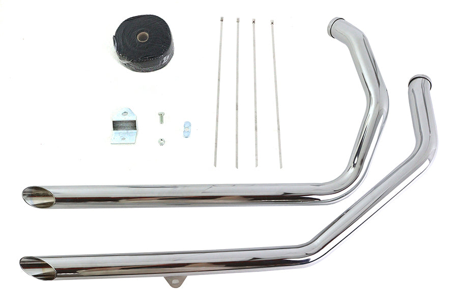 PartzBiz HD 3441360 - 1 3/4‚” Chrome Slash Cut Header Wrap ท่อลากท่อไอเสีย 1986-03 Harley Sportster