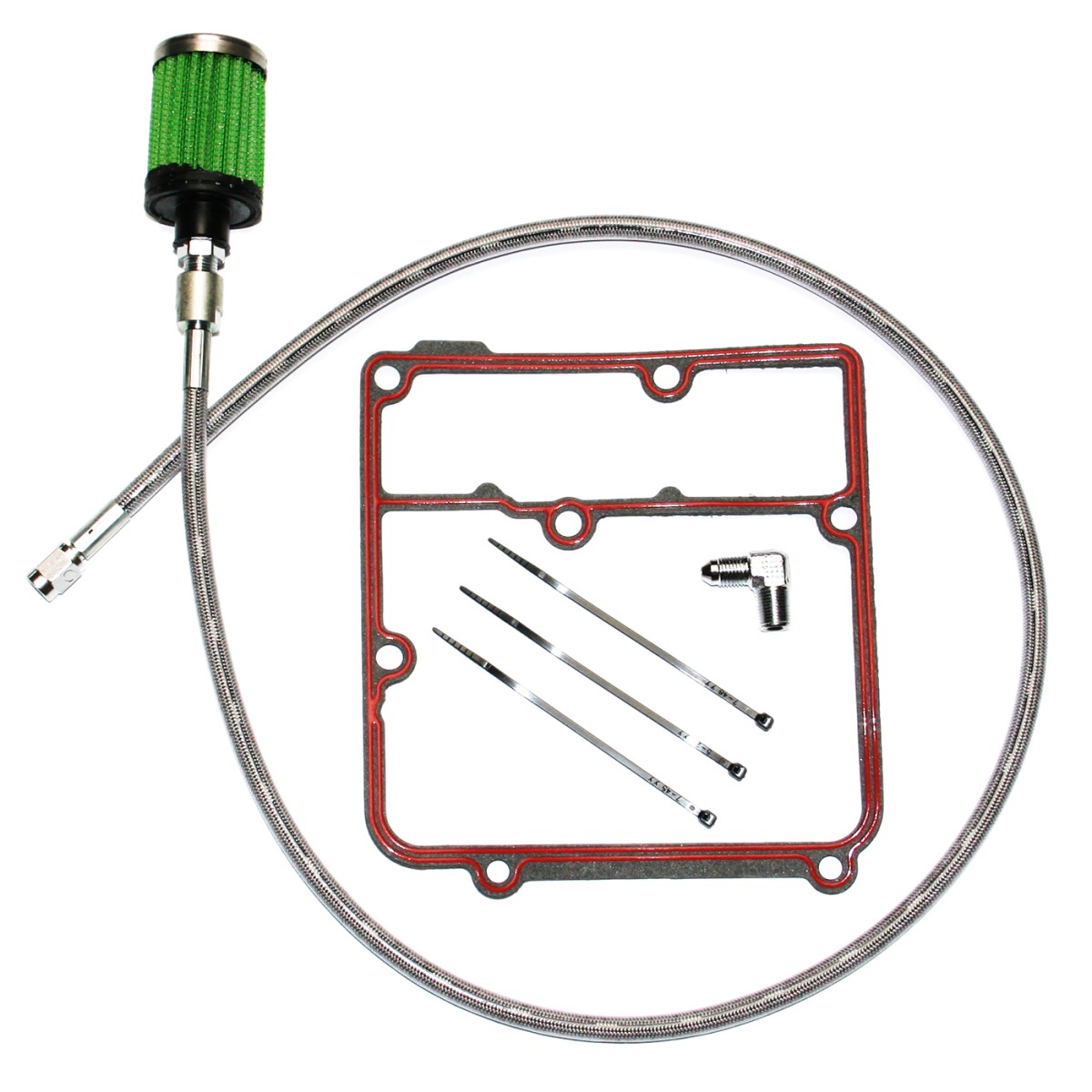 PartzBiz HD 3486819 - Feuling Oil Tank Breather Kit Stainless Harley Dyna Glide Twin Cam 99-05