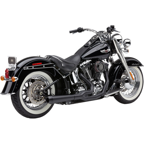 PartzBiz HD 3483430 - Cobra El Diablo 2:1 Exhaust Header Pipe Black 4” Megaphone Harley Softail 12-17