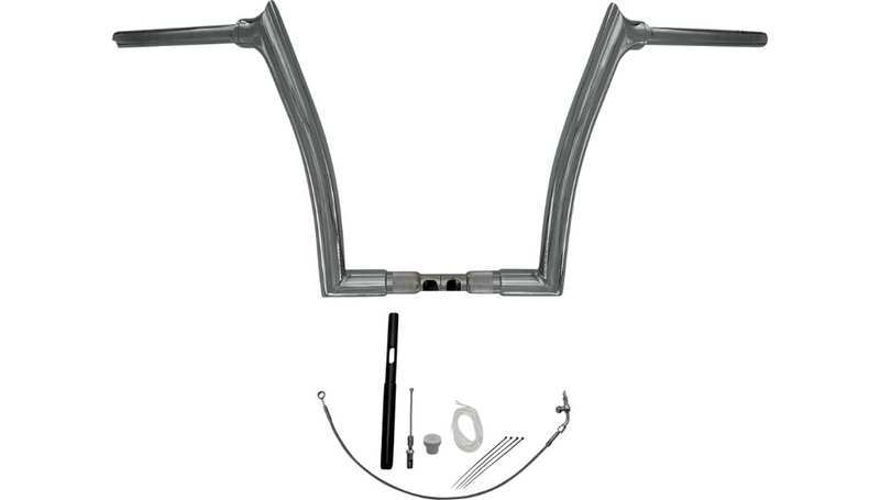 PartzBiz HD 3483016 - 1-1/2‚” ชุดแฮนด์บาร์ Ape แบบปลายแหลม โครเมียม มีลายหยัก 16‚” Harley Touring