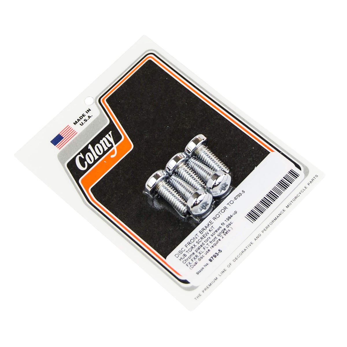 PartzBiz HD 3441913 - ใหม่ Chrome Front Disk เบรคโรเตอร์ Bolts Harley Softail Dyna Touring 8793-5