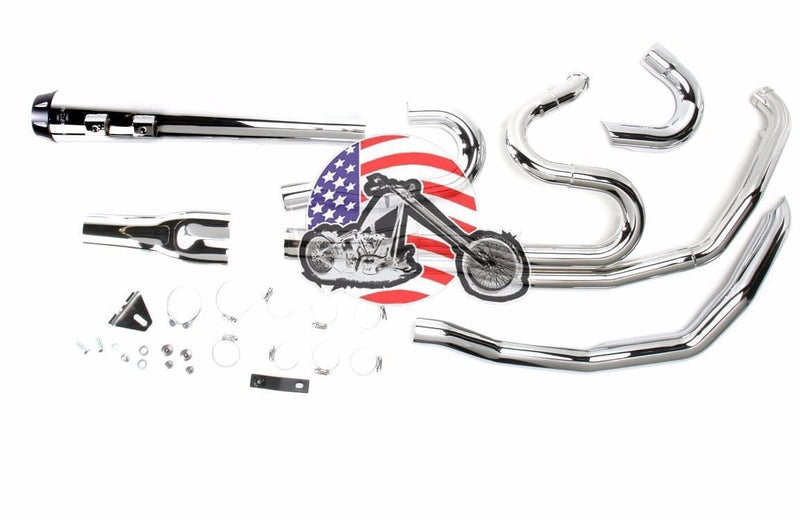 PartzBiz HD 3443035 - Bassani Road Rage 2 into 1 II B4M Exhaust Pipe System 4” Chrome Harley Touring