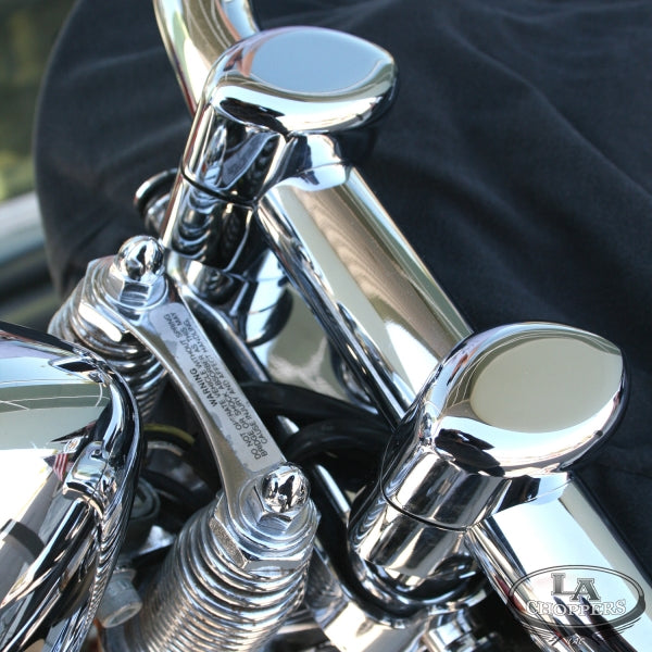 PartzBiz HD 3475455 - 1.5‚” 1‚” ตัวยกแฮนด์บาร์แบบสปริง OEM โครเมียม Harley Chopper Bobber FXSTS FLSTS