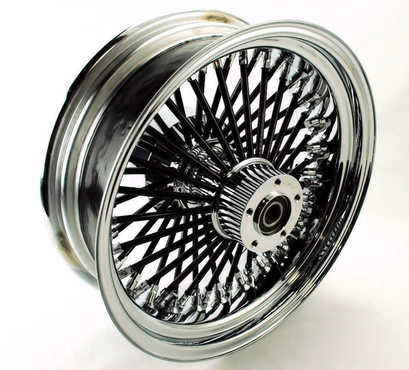 PartzBiz HD 3441607 - 16X5.5 สีดำSpoke Chrome Rim 52 Fat Mammothล้อหลัง 09-2020 Harley Touring