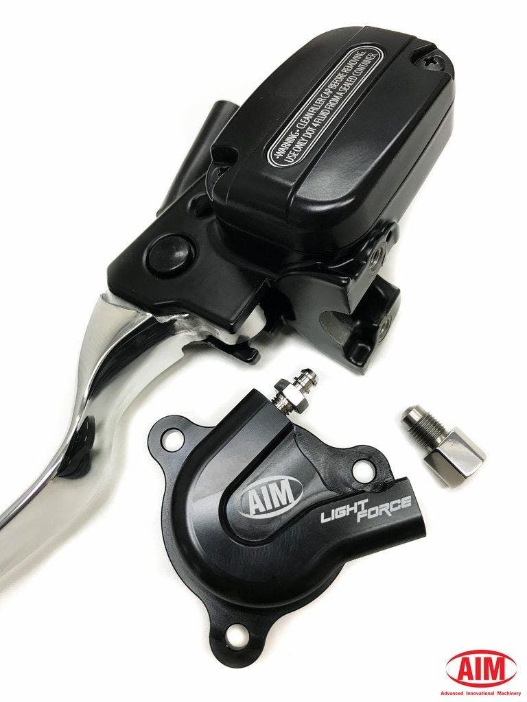 PartzBiz HD 4424961 - AIM Light Force Slave Cylinder + ชุดแม่ปั๊มเบรกไฮดรอลิก Harley FL 14-16 Harley CVO electra road glide street king breakout Heritage fat boy bob trike tri softail touring davidson VP036-SDR LF002 LFK003