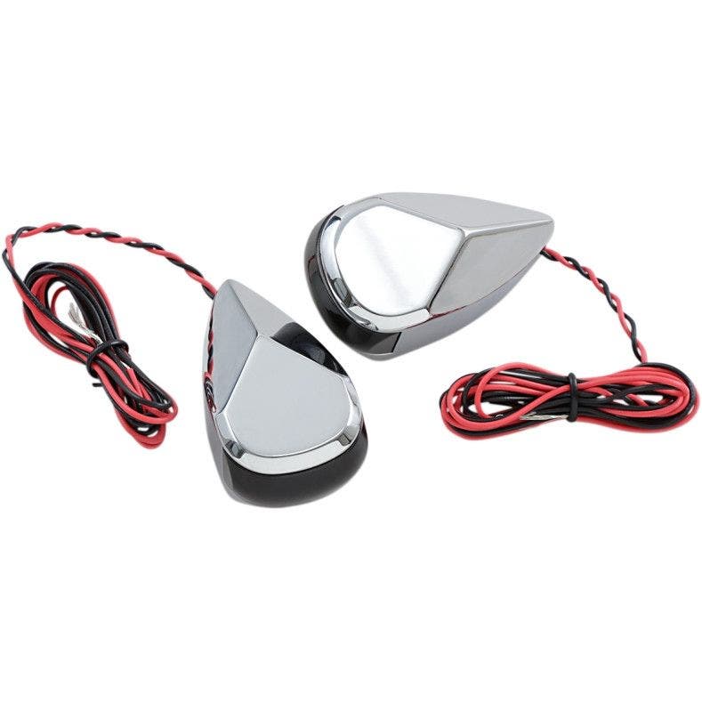 PartzBiz HD 4424803 - โลหะผสม Art MRL-2C Chrome Finish พร้อมเลนส์ควันและไฟ LED สัญญาณไฟเลี้ยว LED สีแดง 98-19 Harley davidson electra road street glide king cvo ไฟเลี้ยววิ่งอัพเกรดแสงที่กำหนดเอง