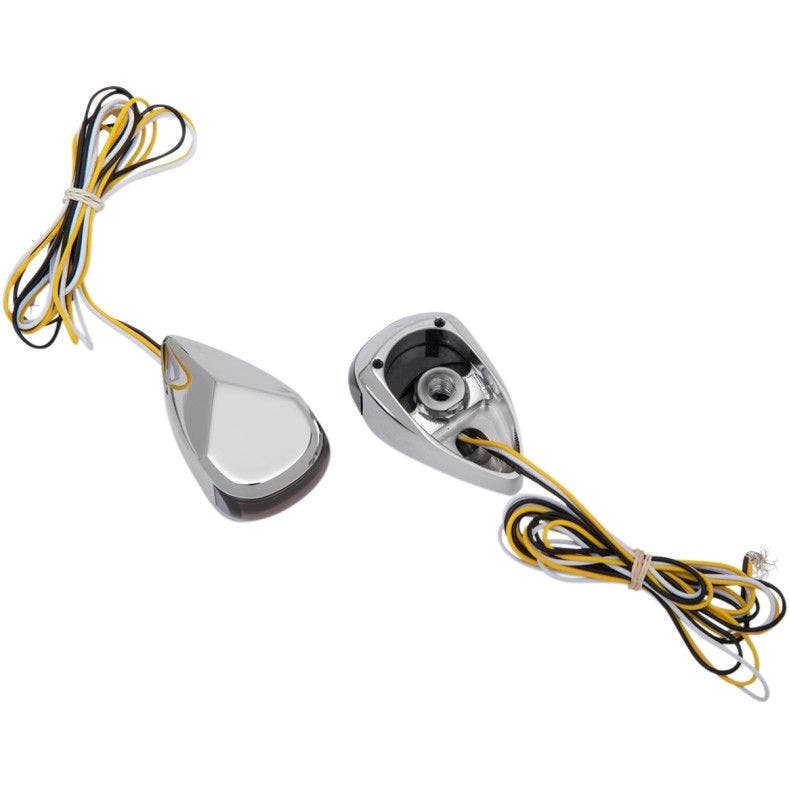 PartzBiz HD 4424767 - โลหะผสม Art MRL-4C Chrome Finish Amber สีขาว LED สัญญาณไฟ Marker 98-19 Harley davidson electra road street glide king cvo ไฟเลี้ยววิ่งแสงที่กำหนดเองอัพเกรด