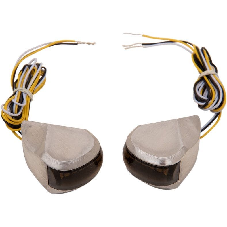 PartzBiz HD 4424768 - โลหะผสม Art MRL-4R ดิบเสร็จสิ้นสีเหลืองอำพันสีขาว LED สัญญาณไฟเครื่องหมาย 98-19 Harley davidson electra road street glide king cvo ไฟเลี้ยววิ่งแสงที่กำหนดเองอัพเกรด