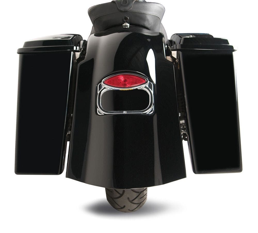 PartzBiz HD 4424427 - Arlen Ness 06-998 กระเป๋าข้าง Big Bag สีดำไม่มีฝาปิดไม่มีท่อไอเสีย 93-UP Harley FLT