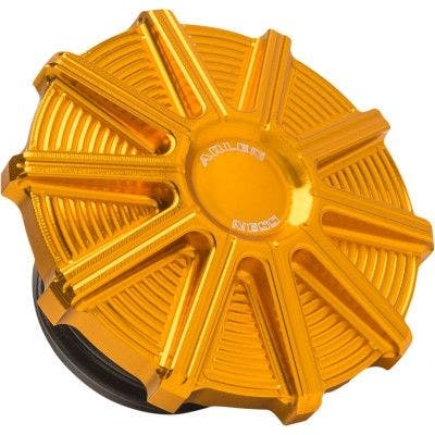 PartzBiz HD 4424010 - Arlen Ness 701-004 10 Gauge Gas CAP สีทอง Harley FLH FLS FXD XL 93-20 เหมาะสำหรับ 0703-0847 07030847
