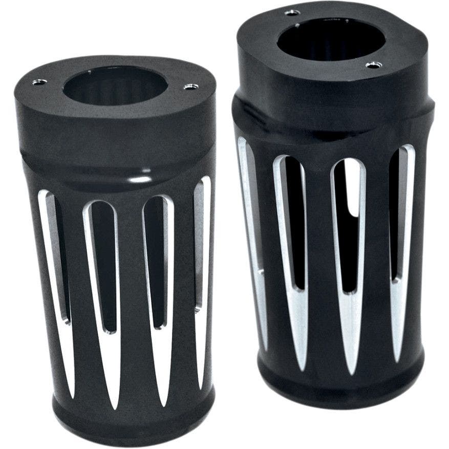 PartzBiz HD 4423840 - Arlen Ness Black Deep Cut Upper Fork Boot Slider Covers สำหรับ Harley 86-13 FLH/T | 20-014