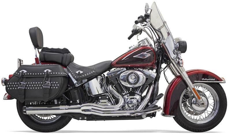 PartzBiz HD 4422746 - Bassani 1S18R Chrome Road Rage II B1 Power 2 เป็น 1 ระบบ Harley Softail 86-17