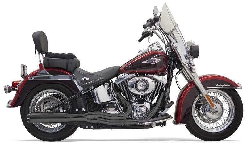 PartzBiz HD 4422705 - Bassani 1S18RB Black Road Rage II B1 Power 2 เป็น 1 ระบบ Harley Softail 86-17