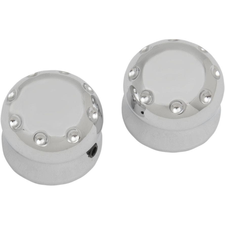 PartzBiz HD 4420294 - Covingtons Customs Chrome Dimpled Front Axle Caps Harley Softail FLH FXDWG XL | C0011-ซี