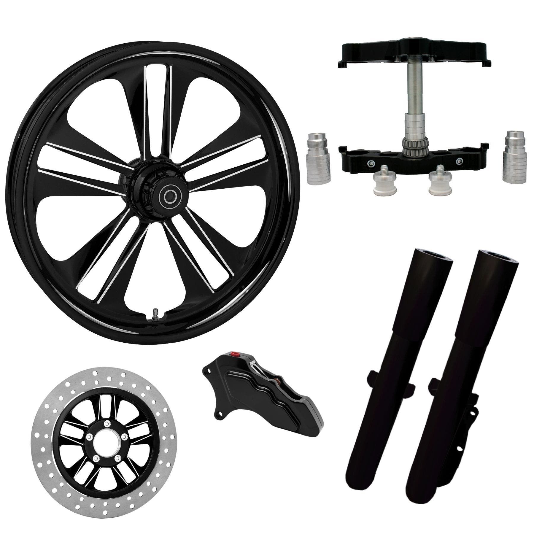 PartzBiz HD 4420276 - Crank Eclipse 23 ” ยางล้อด้านเดียวพร้อมท่อนล่างและตัวเลื่อน Raked Triple Trees | ข้อเหวี่ยง-SNGL-ECL-KIT-23PCKG