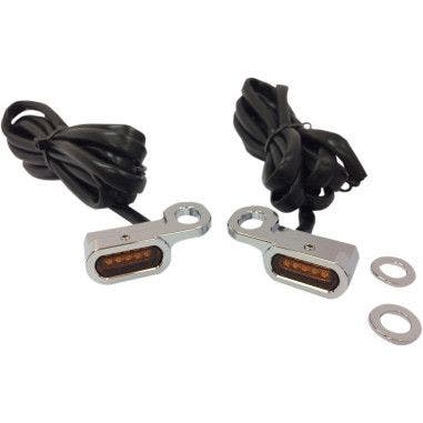 PartzBiz HD 4418344 - ลาก 2040-2128 Chrome Amber เลนส์ LED Handlebar Marker Light 09-17 Harley FL VROD 2040-2128 20402128