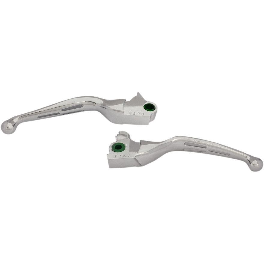 PartzBiz HD 4418071 - Drag Specialties 0610-1980 06101980 Chrome Slotted Wide Blade Lever Set 2017-2018 Harley Davidson Tri Glide FLHTCUTG & Freewheeler FLRT Trikes Touring Bagger Dresser H07-0604