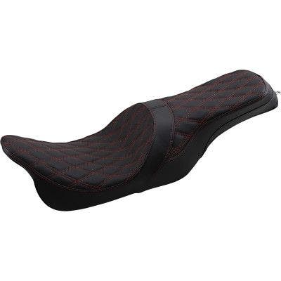PartzBiz HD 4417980 - Drag Forward Positioned Predator 2-Up Seat Red Diamond Harley FLH/T 08-Up 0801-1267 08011267 Harley-Davidson Electra Glide Road Glide Road King Street Glide Tri Glide FLHT FLHR FLTR FLHX