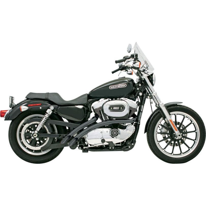 PartzBiz HD 4416410 - ท่อ Bassani Black Radial Sweeper 2:2 ไม่มีแผ่นกันความร้อน Harley XL 07-13 | XL4-FF12CLB