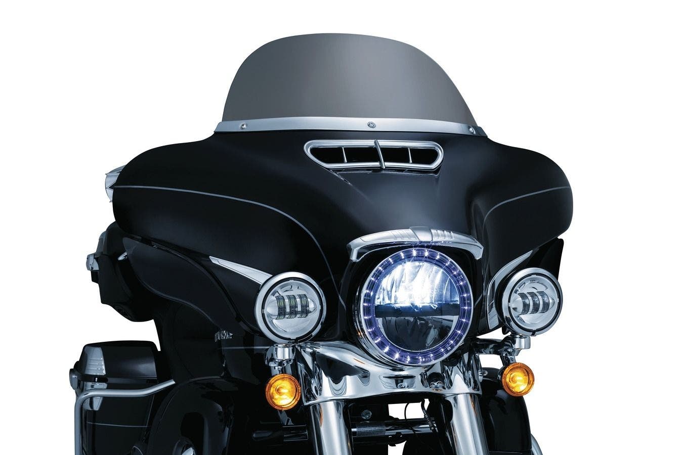 PartzBiz HD 4412397 - Kuryakyn 1387 แผ่นปิดกระจกหน้ารถ Chrome Smooth Harley FLHT FLHX HD Trikes 14-Up