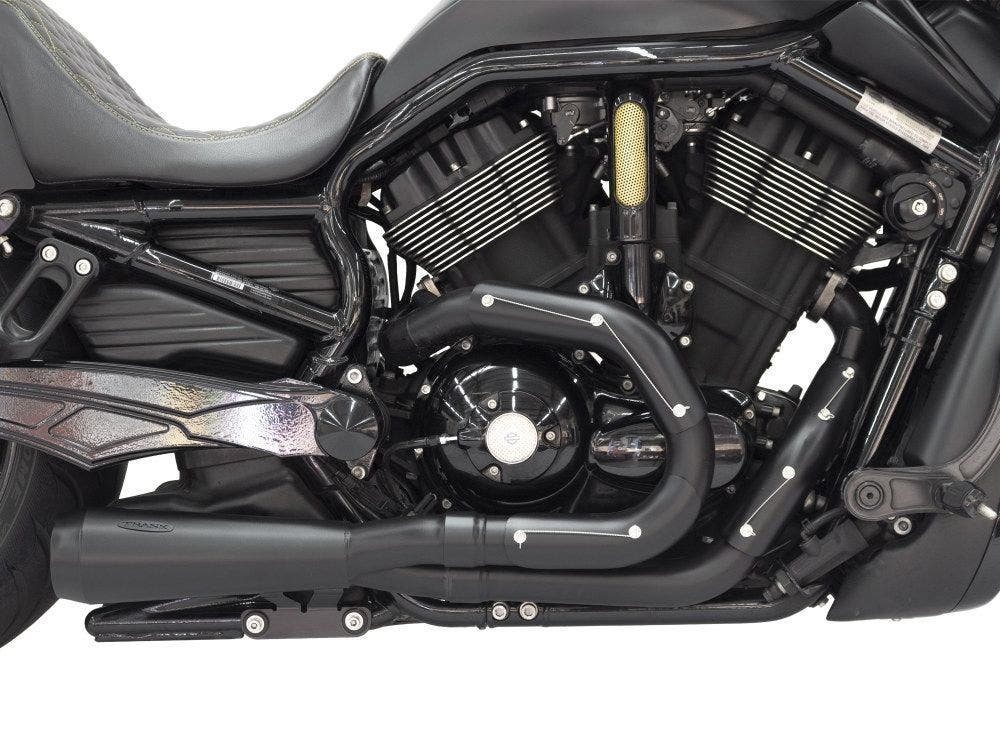 PartzBiz HD 4402234 - Trask Black TM-5400BK Assault 2-in-1 ระบบท่อไอเสีย Harley V-Rod 07-17