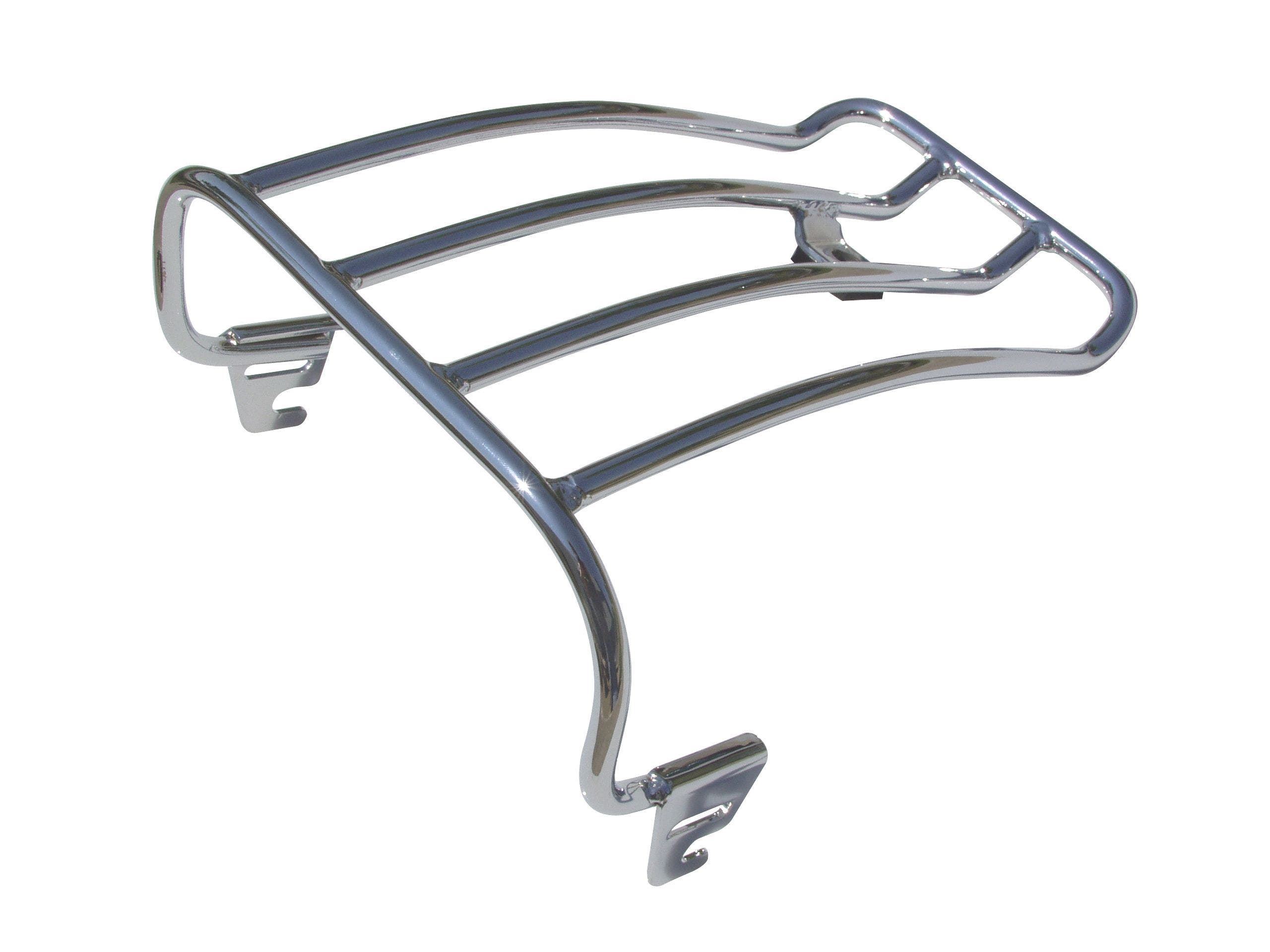 PartzBiz HD 4401882 - Ultima 121-11 Chrome Steel ชั้นวางสัมภาระด้านหลัง Solo ที่นั่ง 84-96 Harley Softail dyna softail vrod sportster electra glide แผนที่