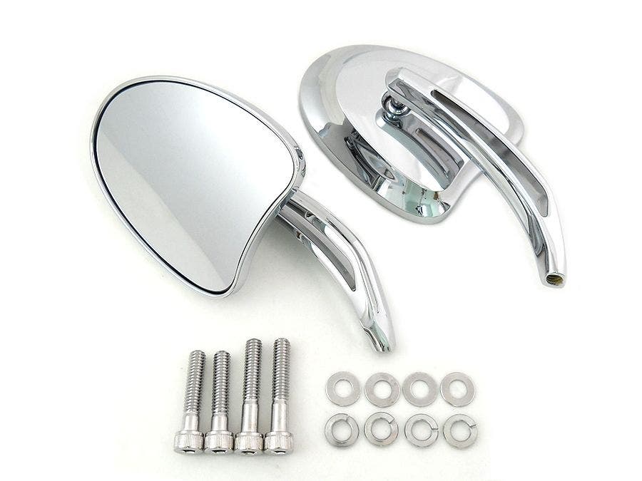 PartzBiz HD 4401133 - V-Twin 34-1951 Chrome Mini Tapered Mirrors Short Slotted Stem Harley Metric '65+ electra street road glide king softail dyna best for custom chopper bagger skull best for buy