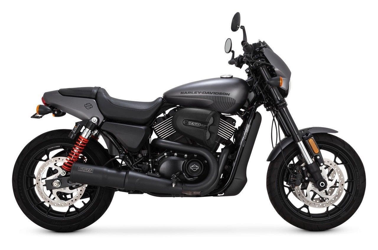 PartzBiz HD 4400704 - Vance & Hines 47943 Black Hi Output 4 ” Slip-Ons Mufflers 15-19 Harley Street 750 18011233 47943 1801-1233